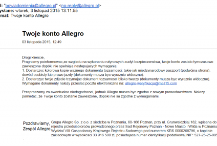 Nowa metoda kradzieży tożsamości. Na celowniku użytkownicy Allegro.pl