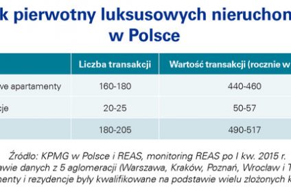 Wartość rynku luksusowych apartamentów w Polsce wynosi około 450 mln zł