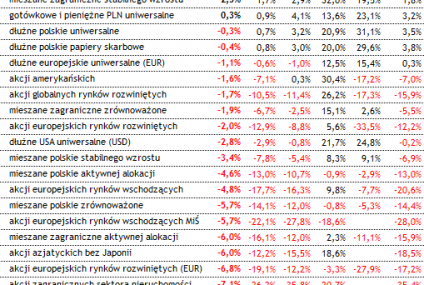 Tylko co piąty fundusz uchronił się przed stratą