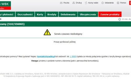 Awaria w Banku Zachodnim WBK