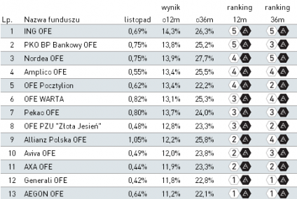 Ranking funduszy emerytalnych - listopad 2013