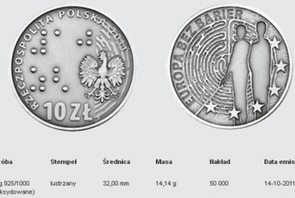 „Europa bez barier” z alfabetem Braille’a – najbardziej inspirująca moneta 2011 roku