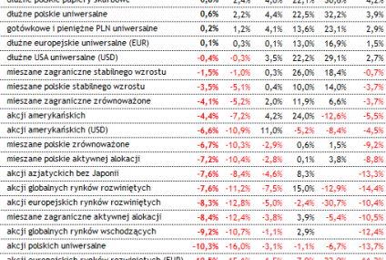 Połowa funduszy akcji straciła w sierpniu ponad -10%