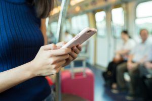 podróż, telefon, metro