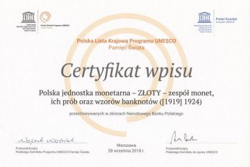 NBP: Polski złoty na liście UNESCO
