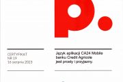 Credit Agricole uzyskał certyfikat prostego języka w aplikacji mobilnej
