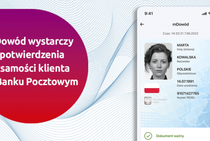 Od 1 września br. mDowód wystarczy do potwierdzenia tożsamości klienta w Banku Pocztowym