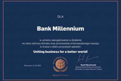 Bank Millennium wyróżniony za działania ESG przez UN Global Compact