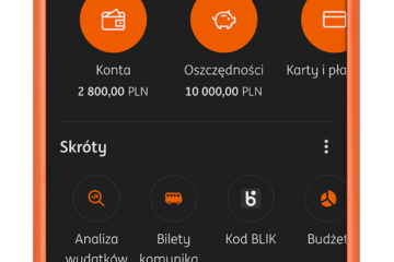 Aplikacja Moje ING z trybem dark mode