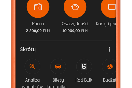 Aplikacja Moje ING z trybem dark mode